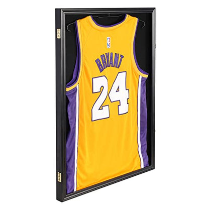 Pro Collector's Jersey Display Case Frame Shadow Box with 98% UV Protection for Baseball Basketball Football Soccer Hockey Sport Memorabilia T-Shirt and Uniform (Black Finish)