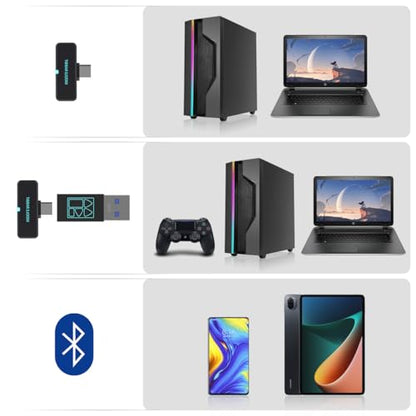 SW4 Pro Wireless Earbuds for PC/Computer/Laptop/Mobile - Dongle & Bluetooth - 20ms Low Latency - 4 Mics – Gaming - Work Headset/Headphones for Office