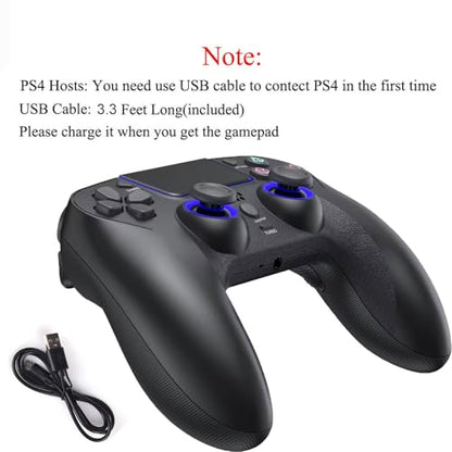 Wireless Game Controller for PlayStation 4 Bluetooth Replacement Gamepad for PS-4 Slim/Pro & Windows PC Rechargeable Portable Double Vibration Joystick Remote Joypad with 1000mAh Battery,Turbo,Mapping