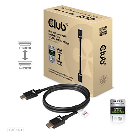 Club3D CAC-1371 Ultra High Speed HDMI 2.1 Certified 4K 120Hz 8K 60Hz M/M Cable 1m - 3.28ft - style: 1m/3.28ft