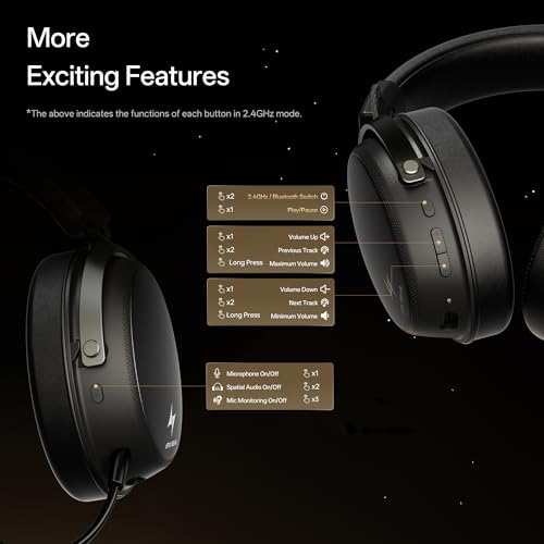 ATK N9 Gaming Headset for Xbox Series X|S, PS5, PC & Switch, Stereo Gaming Headphones with Detachable Noise-Canceling Mic,3.5MM Wired/2.4G/Bluetooth (N9 Pro/Black)