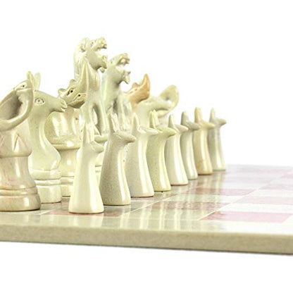 Global Crafts Soapstone Animal Chess Set - Hand-Carved 15 in African Set - Ages 13 and Up - size: 15 Inch