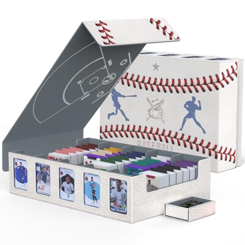 Kabinka Baseball Card Storage Box with Window Display, 5-Row Sport Card Storage Box, 3900+ Card Deck Box for Baseball Sports Card TCG, 5 Top Loaders, 5 Stoppers, 48 Dividers, 1 Dice Tray(Baseball 1) - color: A2-Baseball 1, size: 3900+