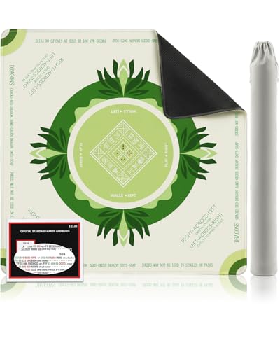 Mahjong Mat for Table, American Mahjong Mat with Rules, 32x32 Inch | Rubber Non-Slip Mah Jong Mat, Noise Reduction Table Cover Accessories for Mahjong, Poker, Board Games, Dominoe - color: Off White Green