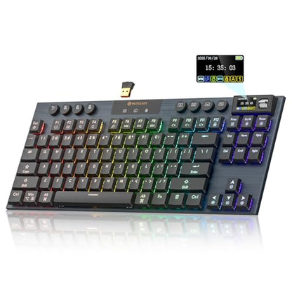 Hexgears Immersion A3 Low-Profile Wireless Mechanical Keyboard, TKL Hot-Swappable Aluminum Gaming Keyboard, BT5.0/2.4GHz/USB-C Tactile Switches, RGB Backlit, TFT Screen & 5800mAh Battery for Pc/Mac - size: A3 - Tkl, style: Tactile