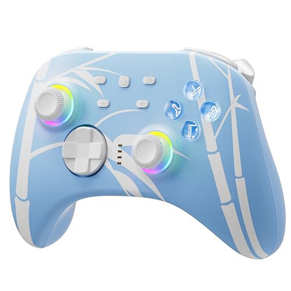 Mytrix Wireless Pro Controller, Hall Effect Bluetooth Controllers for Nintendo Switch, PC, Steam, iPad, Mac, Tablet, Laptop, with RGB Light/Macro Keys/Turbo Button, Bamboo Blue - color: Blue
