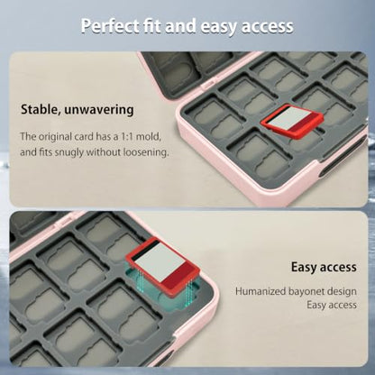ONETIAOLONG Switch Game Case Holder for Switch 2 & OLED & Lite with 48 Cartridge Slots and 96 Micro SD Card Storage with Magnetic Closure,Protective Hard Shell and Soft Lining for Easy carrying - color: Pink, style: 48-slots