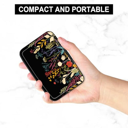 Card Holder Credit Cards Holder for Women RFID wallet women Business Card Holder Wallet Mini Aluminum Card Wallet RFID Blocking Slim Metal Hard Card for Women, Beautiful Flowers and Plants - color: Beautiful Flowers and Plants