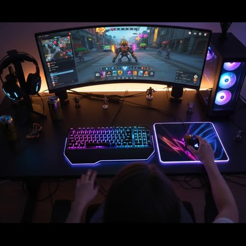 Gaming Led Luminous Mouse Pad, RGB Keyboard Pad, Non-Slip Mouse Pad, Computer Accessories,13.79" L x 9.85" W