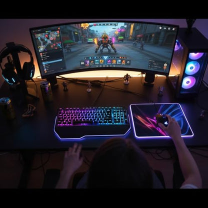 Gaming Led Luminous Mouse Pad, RGB Keyboard Pad, Non-Slip Mouse Pad, Computer Accessories,13.79" L x 9.85" W