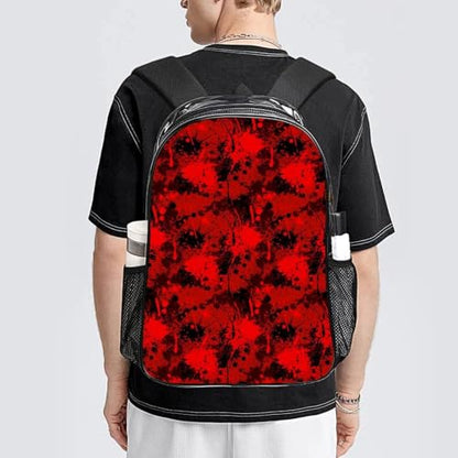 Padded Strap Clear Transparent Bookbag Concert Festival Sports Bag | Heavy Duty, Classic Horror Blood Splatter Red Camo, See Through Daypack - color: Pattern (839)
