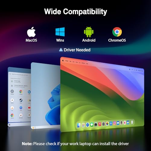KYY 15.6" Laptop Screen Extender, 1080P FHD IPS Portable Monitor, One Cable USB-C Triple Monitor, Dual Travel Screen for 12"-17'' Laptops, 360° Rotation & Kickstand，X90D (Driver Need) - size: 15.6" Triple