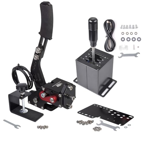 CNRAQR PC USB Handbrake and Racing Game Simulator Shifter 7+R H Gear for Logitech G29 G27 G25 G920 with Thrustmaster T300RS/GT - size: H Gear 7+R