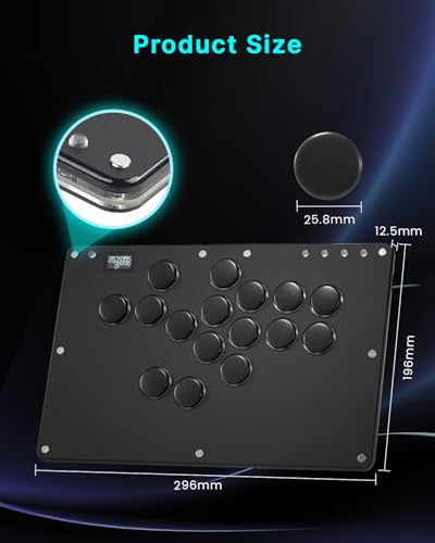 Sehawei Haute42 T16 Pro V2 Black All-Button Arcade Stick Gamerfinger with Turbo Functions & Custom RGB,Arcade Controller Street Fight for PC/Ps3/Ps4/Switch/Steam Game Keyboard-Supports Hot Swap & SOCD - color: T16 Black