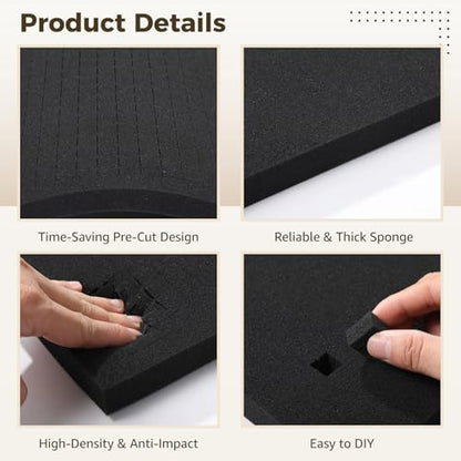8 PCS Pick and Pluck Foam Inserts, Pre-Cut Cube Foam Sheets with Bases, Customizable Protective Foam for Cases, Toolboxes, Drawer Organizers, Cameras, Moving Transportation