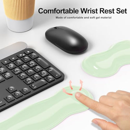 MOKURU Gel Keyboard and Mouse Wrist Rest Set, Comfort Ergonomic Wrist Support, for Wrist Pain Relief, Computer Keyboard Wrist Rest (Green) - color: Green