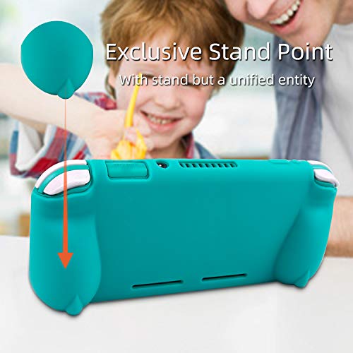 Silicone Protective Case for Nintendo Switch Lite, Soft Grip Case Cover with Comfort Ergonomic Handles for Nintendo Switch Lite 2019 [Self Stand][4 Thumb Stick Caps] (Turquoise) - color: 실리콘-터키석