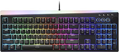 i-rocks K71M RGB Mechanical Gaming Keyboard with Media Control Knob, Switches (Brown), 107 Keys w/Full NKRO, PBT Keycaps, Multimedia Hotkeys, Detachable USB-C Cable and Onboard Storage, Black - color: Black, size: Switches (Brown)