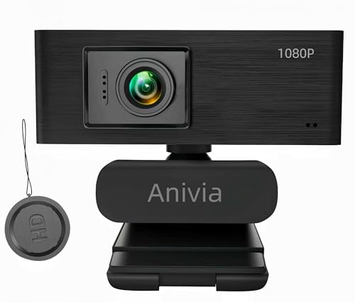 Anivia Upgraded Full HD 1080P Webcam with USB Plug, Privacy Cover- Computer Web Camera for Video Calling and Recording, PC Desktop or Laptop, Wide Angle 1080p Streaming Camera