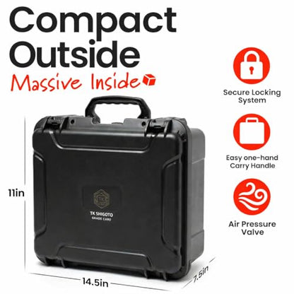 Graded Card Storage Box, IP67 Waterproof Hard Slab Case Holds 130+ PSA BGS SGC Graded Cards & 400+ Top Loaders, Baseball Sports Trading Card Carrying Case with Dividers for Collectors - size: MEDIUM
