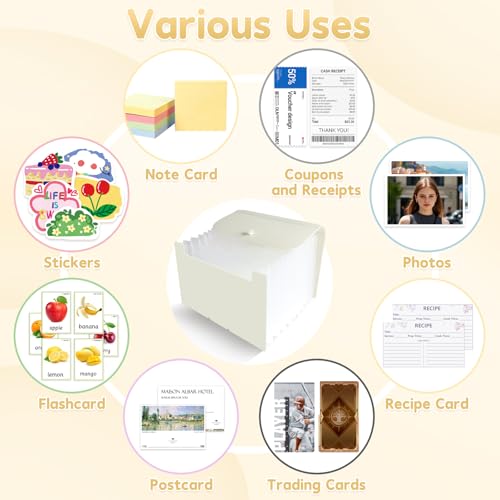 DHATMYC 4x6Index Card Holder Organizer 3x5Flash Note Card Storage Box,BEIGE | A6 File Case Flashcard Notecard Container with Dividers and 13 Expandable Pockets for Recipe Coupon Stickers Scrapbook Paper - color: BEIGE