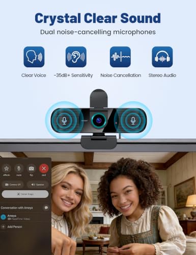 Pro HD 1080p/30fps Webcam with Tripod, External USB Camera for PC/Laptop | Dual noise-cancelling mics | Auto-focus | Wide-angle | Low-light correction | 360° rotation | CMOS sensor | Plug and Play - style: 1080p | 30fps | USB Cable | Tripod Included