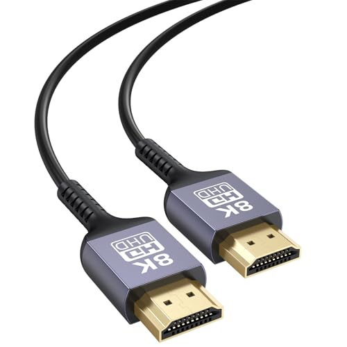 HDMI Cable 10 FT 8K Thin HDMI Cable, 48Gbps Slim HDMI Cord 10FT Support 8K@60Hz, 4K@60Hz, Dynamic HDR, 3D Compatible with Laptop, HDTV, Monitor, Projector, PS5/PS4, Xbox - size: 10FT