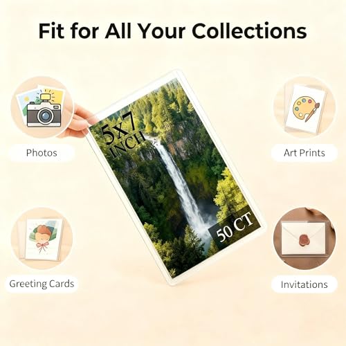 50ct 5x7 Toploaders - Ultra Durable Card Protectors for Trading Cards, Photos & Collectibles, Crystal Clear, Archival-Safe, Fits 5x7 Inch Sheets - size: 5x7