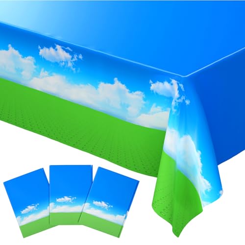 Blue Orchards Block Game Tablecover (Pack of 3) 108" x 54" — Ultimate Virtual World Theme Party Decorations, Accent Tablecloth, Backdrop, Gift Wrap, Waterproof Plastic for Kids Video Game - color: Block Game (Pack of 3)