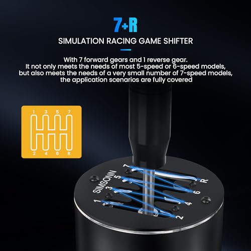 SIMSONN PC USB Simulator Shifter 7+R H Gear Shifter Compatible with Logitech G920 G27 G29 G25 T300RS/GT Steering Wheel, Design for ATS ETS Dust WRC Sim Racing Games (7+R)
