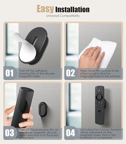 8 Pack Magnetic Remote Control Holder Wall Mount, Upgraded Silicone Remote Control Organizer Strong Adhesive TV Remote Charger Holder Caddy Back of TV (Black) - color: Black-8Pcs