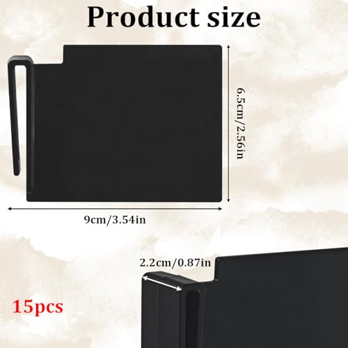 Card Box Dividers – 15 Pack Black Plastic Trading Card Dividers with Clip, Storage Separator for Game Cards, Exercise Cards, and Cardboard Box Organizer