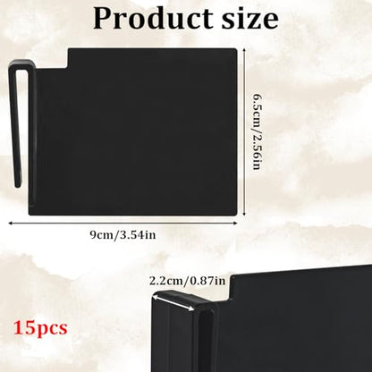 Card Box Dividers – 15 Pack Black Plastic Trading Card Dividers with Clip, Storage Separator for Game Cards, Exercise Cards, and Cardboard Box Organizer