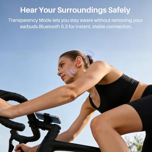 TOZO Hybrid Active Noise Cancelling Wireless Earbuds 6 Mics AI Clear Call | 68H Playtime LED Display 32 Preset EQs App Bluetooth 5.3 IPX8 Waterproof Ear Buds - color: Red