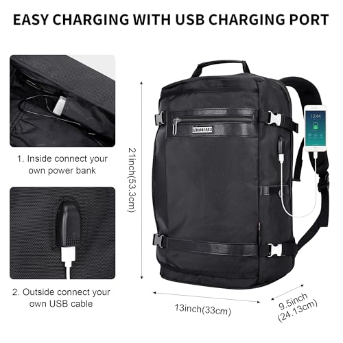 WITZMAN Travel Backpack for Men Women Laptop Backpack with USB Charging Port Carry-on Luggage Flight Approved(B686 Black) | Nylon Laptop Backpack Multi-pocket Fits 17 Inch, TSA Friendly Flight Approved, For Business Trip, Vacation, B686 Black - color: Bla
