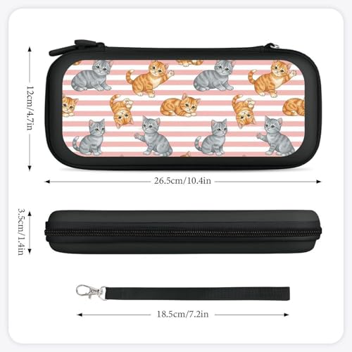 PPIKTC Portable Game Protection Case Compatible with Nintendo Switch, Hard Shell Shockproof Carrying Case, Cute Cat Pink Stripes Game Bag - color: Design (205)