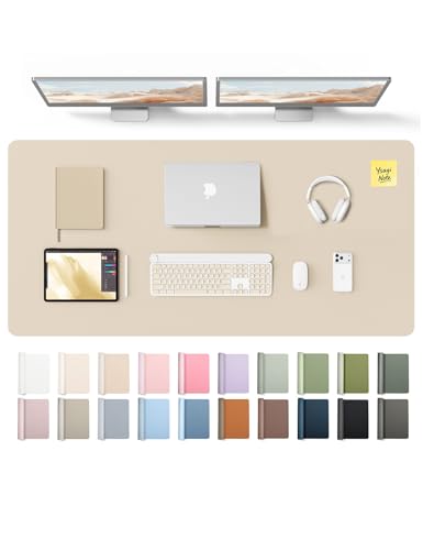 YSAGi Leather Desk Pad Protector, Office Desk Mat, Large Mouse Pad, Non-Slip PU Leather Desk Blotter, Laptop Desk Pad, Waterproof Desk Writing Pad for Office and Home (Eggshell, 55" x 24") - color: Eggshell, size: 55" x 24"