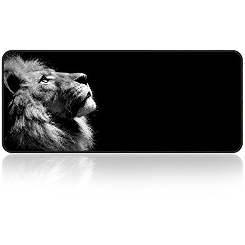 Qisan Large Gaming Mouse Pad Extended Size Mousepad for Computer Desktop PC Laptop 31.5"x11.8"x0.15" Keyboard Pad Desk Pad with Anti-Slip Rubber Base Large Desk Mat for Keyboard and Mouse-Lonely-Lion - color: Lonely-lion