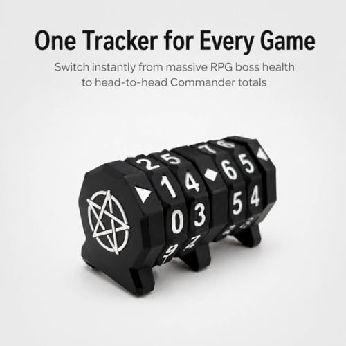 Board Game Life Counter, 4-Digit Wheel Trackers for 0-9999 Single Player and 0-99 Dual Player Modes, MTG Life Counter, Professionally Made for TCG, DND, RPGs, and MTG, Card and Tabletop Games (Black) - color: Black