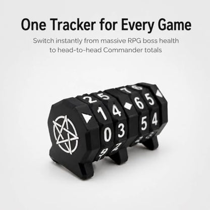 Board Game Life Counter, 4-Digit Wheel Trackers for 0-9999 Single Player and 0-99 Dual Player Modes, MTG Life Counter, Professionally Made for TCG, DND, RPGs, and MTG, Card and Tabletop Games (Black) - color: Black