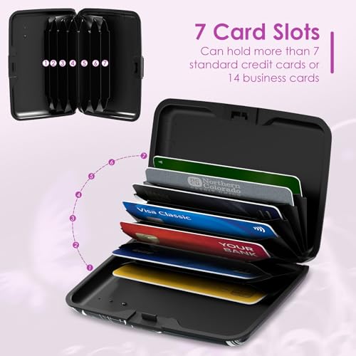 Credit Card Holder Mini, Purple Butterfly RFID Blocking Aluminum Wallet Slim Metal Hard Case Travel Wallet ID Case for Women Men - color: Purple Butterfly