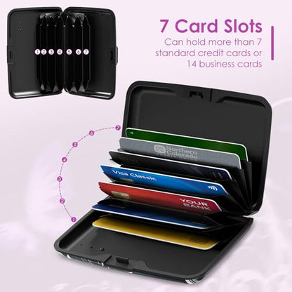 Credit Card Holder Mini, Purple Butterfly RFID Blocking Aluminum Wallet Slim Metal Hard Case Travel Wallet ID Case for Women Men - color: Purple Butterfly