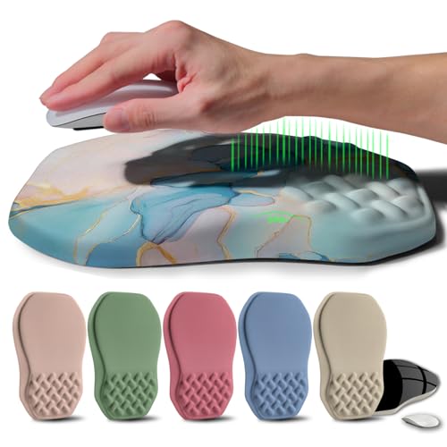 Ergonomic Raised Mouse Pad Wrist Support with Bilateral Slope Memory Foam Mousepad for Wrist Rest and Carpal Tunnel Pain Relief 11.8x7.9〃Blue Marble - color: Blue Marble