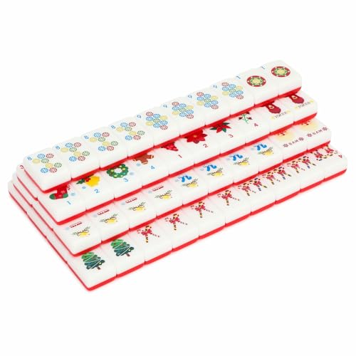 American Mahjong Tile Set with Carrying Bag and Accessories, 160 Acrylic Engraved Mahjong Tiles with Racks with Pushers, Mahjong Tile Set for Family Friends