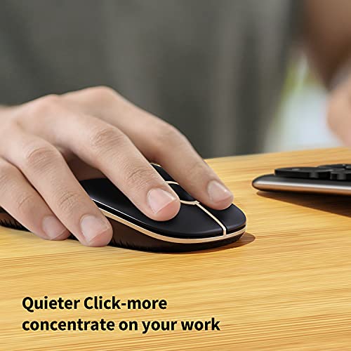 VssoPlor Wireless Mouse, 2.4G Slim Portable Computer Laptop Mouse with Nano Receiver Quiet Silent Optical Mice for Notebook, PC, Laptop, Computer-Black and Gold - color: Black and Gold