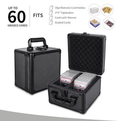 KAGSWAMO Graded Card Storage Box, Holds 60+ PSA Slab Card Case for Graded Cards Sports Cards, Baseball Trading Card Case Holder Fits PSA, CSG, BGS and Top Loaders