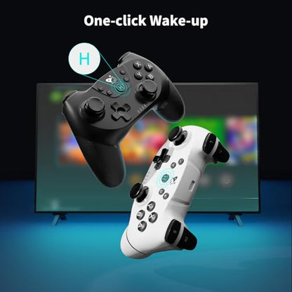 AceGamer Wireless Pro Controller for Nintendo Switch/Lite/OLED/Switch 2/PC, 2 pack, Hall Effect Joystick for Switch 2 Pro Controller with Wake-Up/Dual Vibration/Turbo/Ergonomic ! (Black&White) - color: B&W