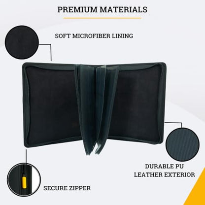 Card Guardian - Toploader binder 4 Pocket top loader binder with Zipper for 160 Cards - Side Loaded Pockets - Compatible with Sports and Trading Cards TCG (Black) | Fits 160 Cards, Side Loaded Pockets, Compatible with Sports and Trading Cards, TCG Binder