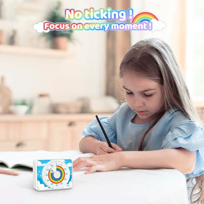 VOCOO Visual Timer for Kids - 60 Min Rainbow Countdown Clock for Classroom & ADHD - color: White