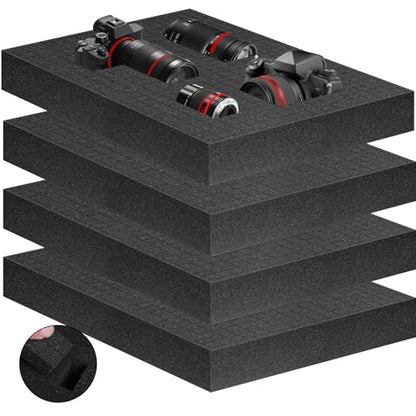 Eunice 4 Pcs 16" x 12" x 2" Pick-and-Pluck Foam Padding Sheets | Custom Foam Inserts for Cases, Toolboxes, Camera Storage, Packing and Crafts, High Density Shock Absorbing Protection - size: 4PCS-16*12*2 Inches